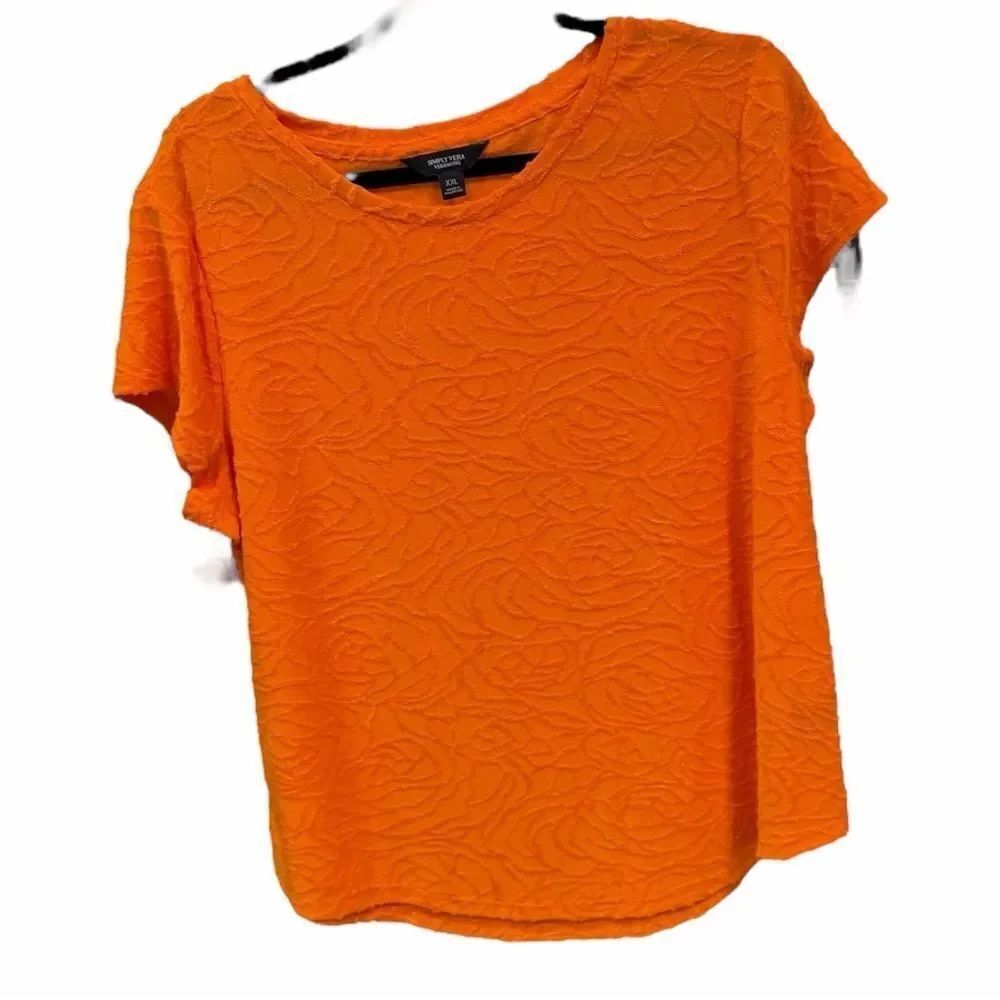 Simply Vera Vera Wang Vibrant Orange Floral Tee